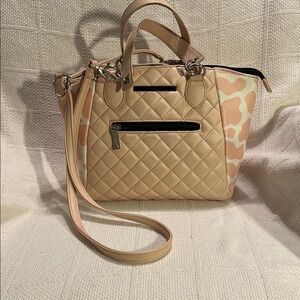 LUV BETSEY by BETSEY JOHNSON Quilted Women's Bag With Pink Cowprint Accents.